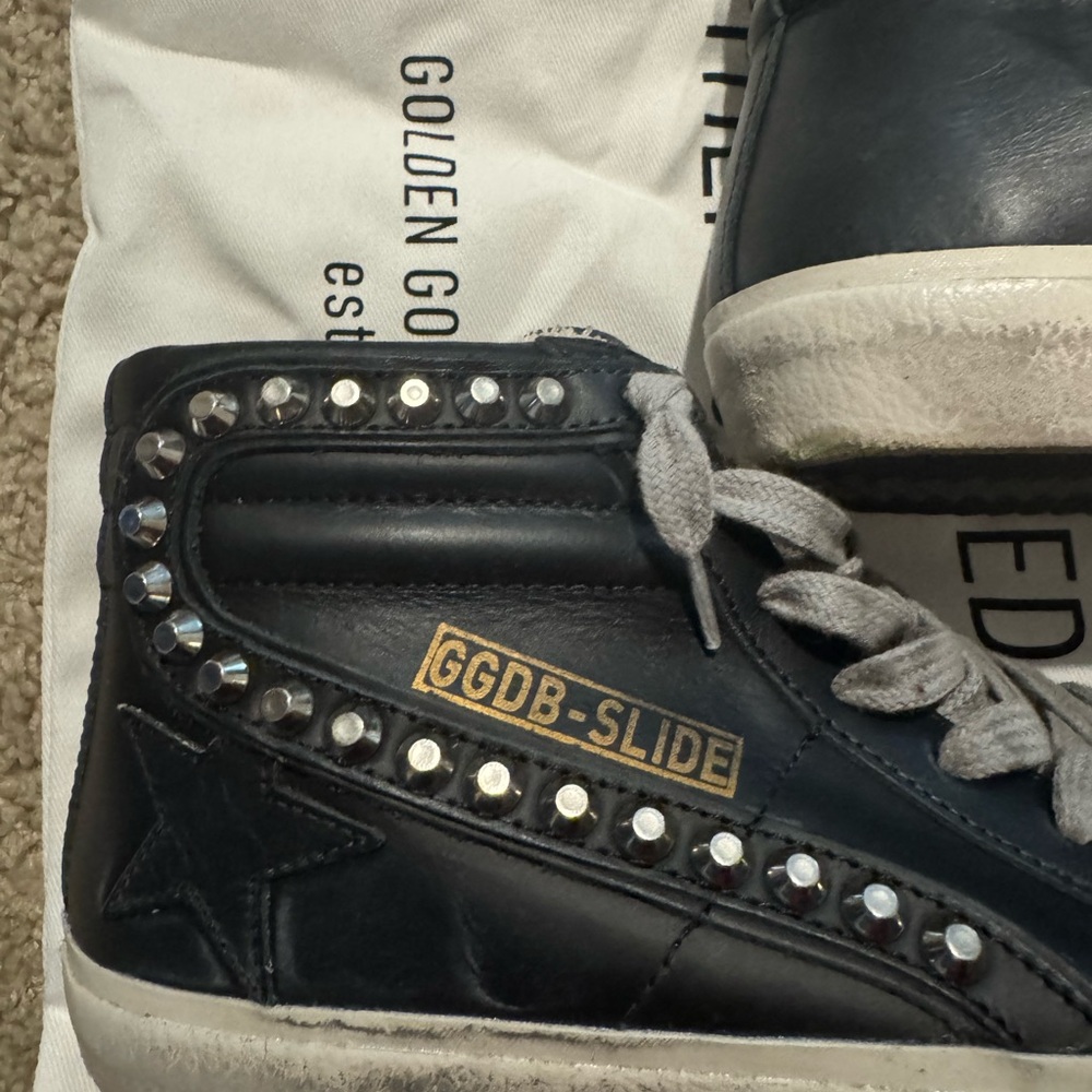 Golden Goose Black Leather Studded Sneakers - Picture 7 of 8